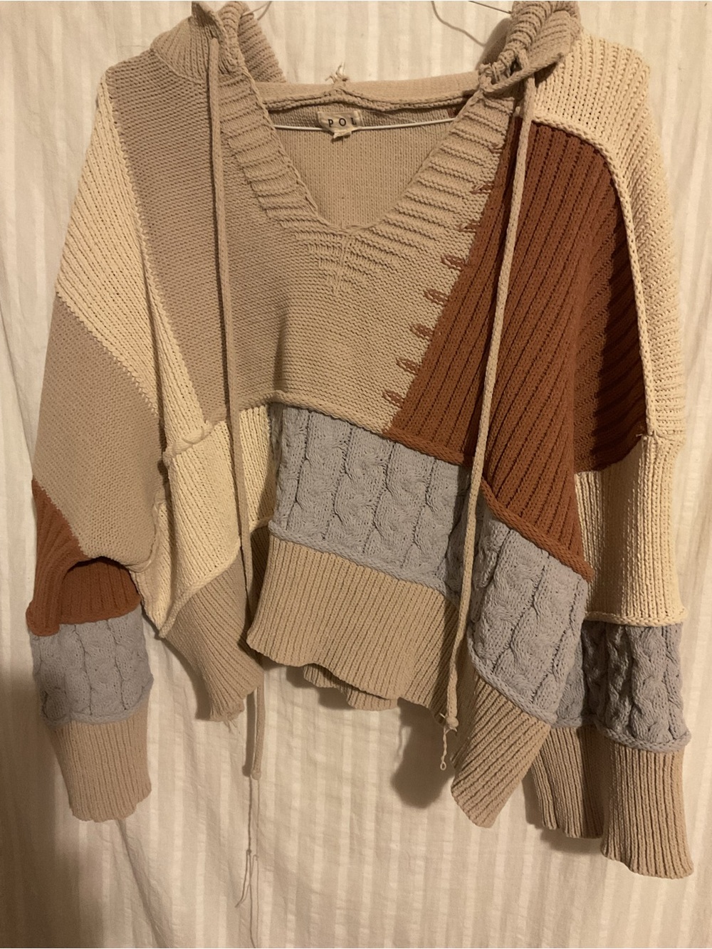 POL SZ.M. Patchwork Hooded Sweater OVERSIZED CROPPED
